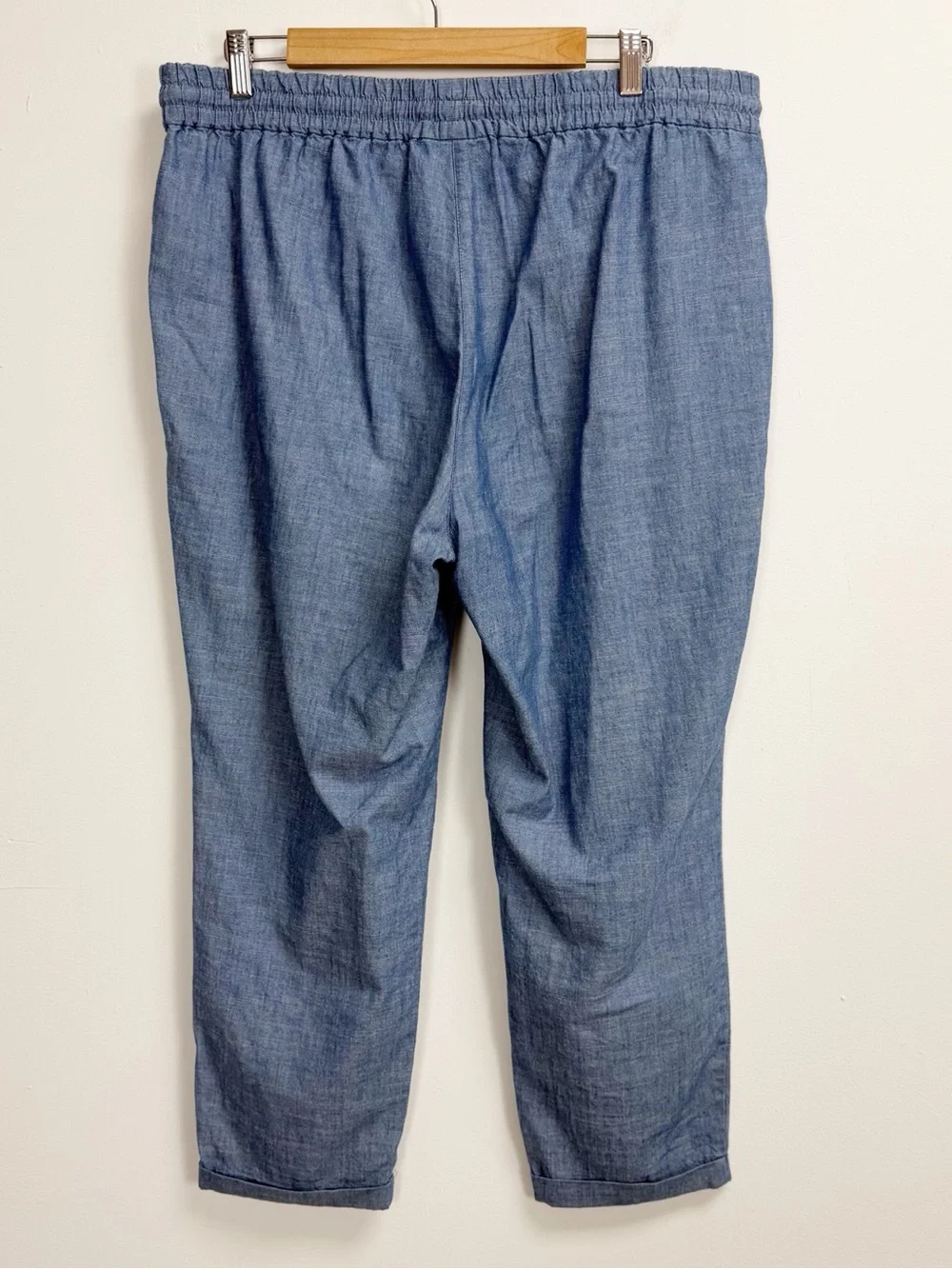 J Crew Pants Womens 14 Blue Chambray Drawstring Cotton L0873